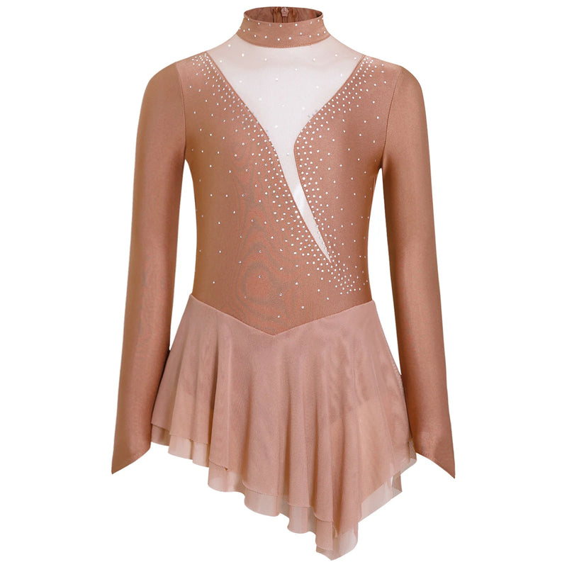 Ragazze Figura Pattinaggio su ghiaccio Vestito da balletto Palcoscenico Costume di - immagine 13