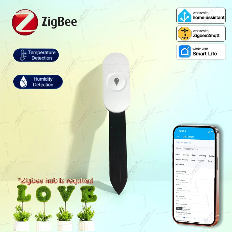 Zigbee Sensore del misuratore di umidità della temperatura dell'umidità del suolo per il sistema di irrigazione dell'automazione del giardino Tuya Smart Life 2MQTT