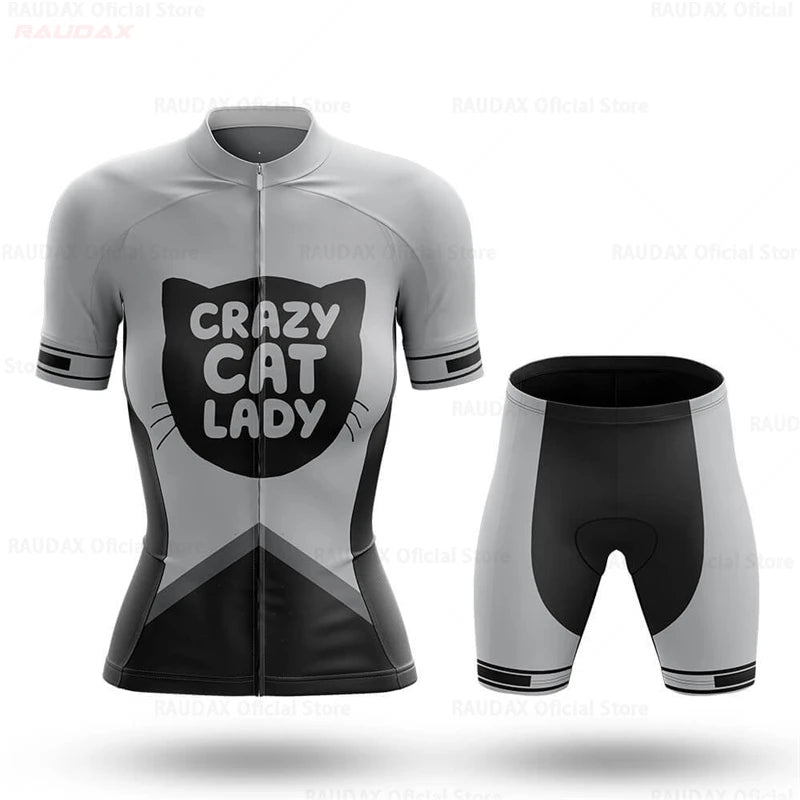 Set Maglia Ciclismo Donna Gatto Cartone Animato Divertente Estivo Abbigliamento Bici - immagine 10