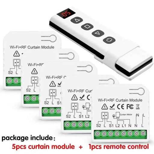 Interruttore per tende Wifi Rf Tuya Smart Life Modulo per tapparella 433 mhz 5-IN-1 Telecomando, per tende per porte e finestre del garage Alexa - Campeda