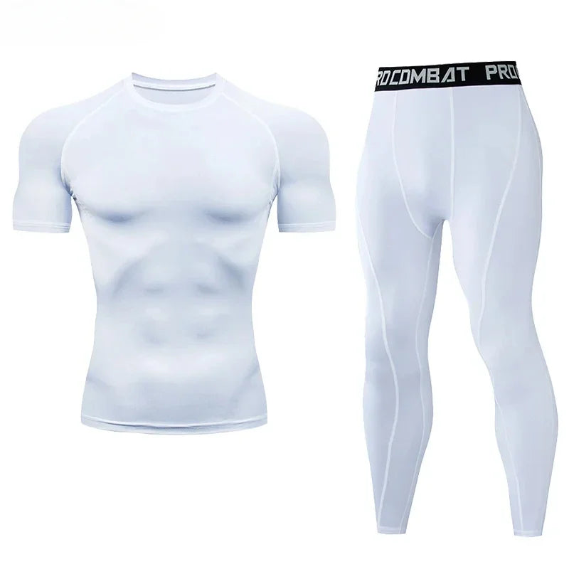 2 pezzi tuta sportiva a compressione da uomo allenamento elastico set yoga jogging - immagine 5