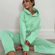 Tuta donna oversize streetwear – set felpa con cappuccio e pantaloni jogging caldi primavera, autunno inverno - Campeda