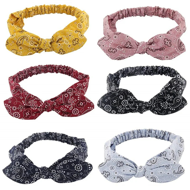 New Boho Women fasce morbide con stampa solida fasce per capelli elastiche con nodo incrociato Vintage turbante bandane fasce per capelli per ragazze accessori per capelli