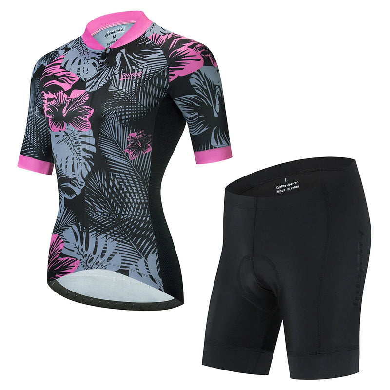 Maglia da Ciclismo estiva set abbigliamento donna tuta bici MTB a maniche corte - immagine 3