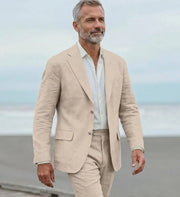 Completo da uomo in lino casual due pezzi per spiaggia - immagine 2