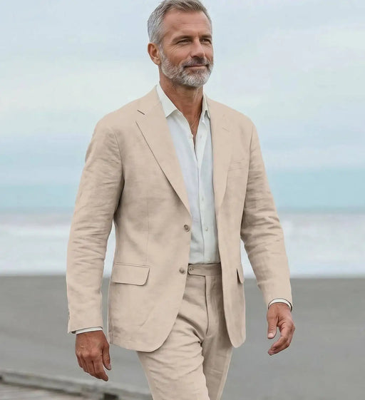 Completo da uomo in lino casual due pezzi per spiaggia - immagine 2