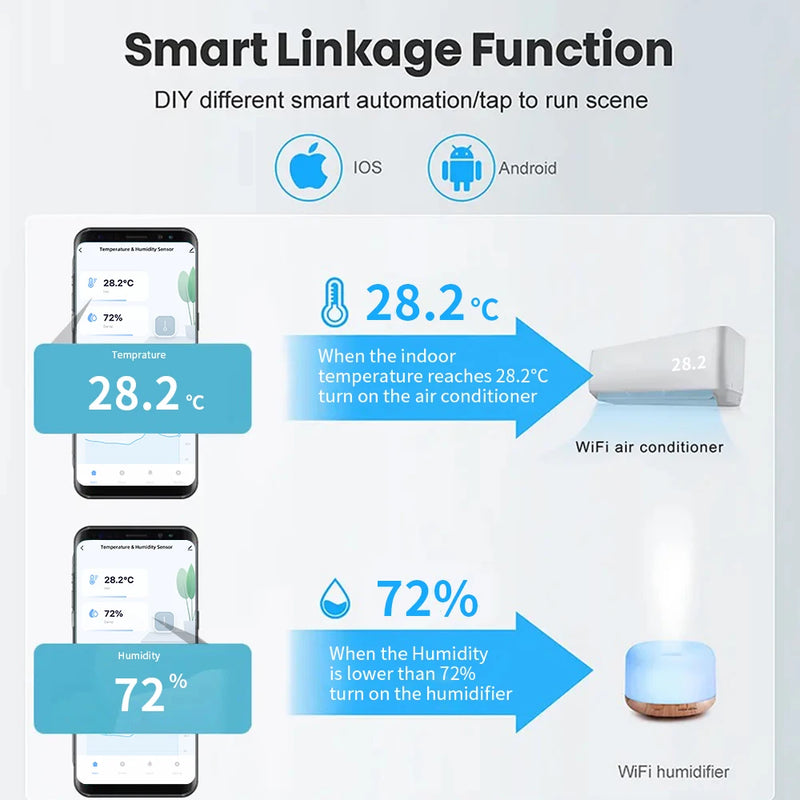 Tuya Zigbee o WiFi Sensore di umidità della temperatura Termometro connesso per la casa compatibile con Smart Life Alexa Google Assistant