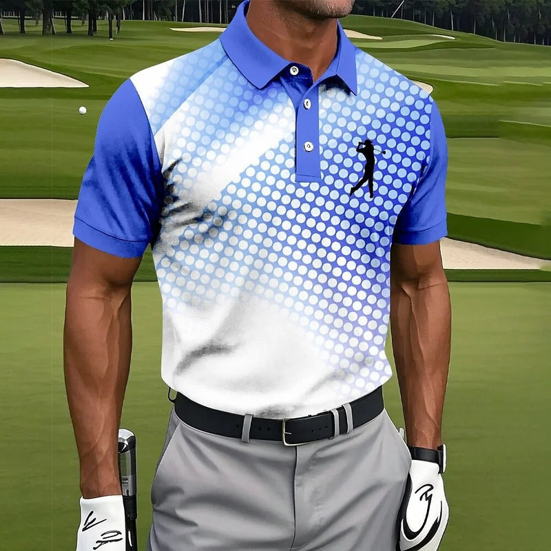 Polo da golf con design a pois circolari sfumati Abbigliamento uomo Sport all'aria - immagine 3