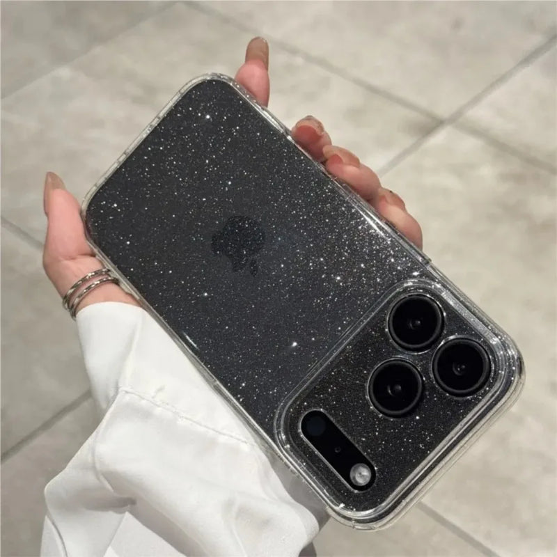 Custodia per telefono trasparente in silicone con glitter bling di lusso per iPhone 17 Air 16 15 14 Plus 13 12 17 Pro Max 17Pro Cover morbida trasparente in TPU
