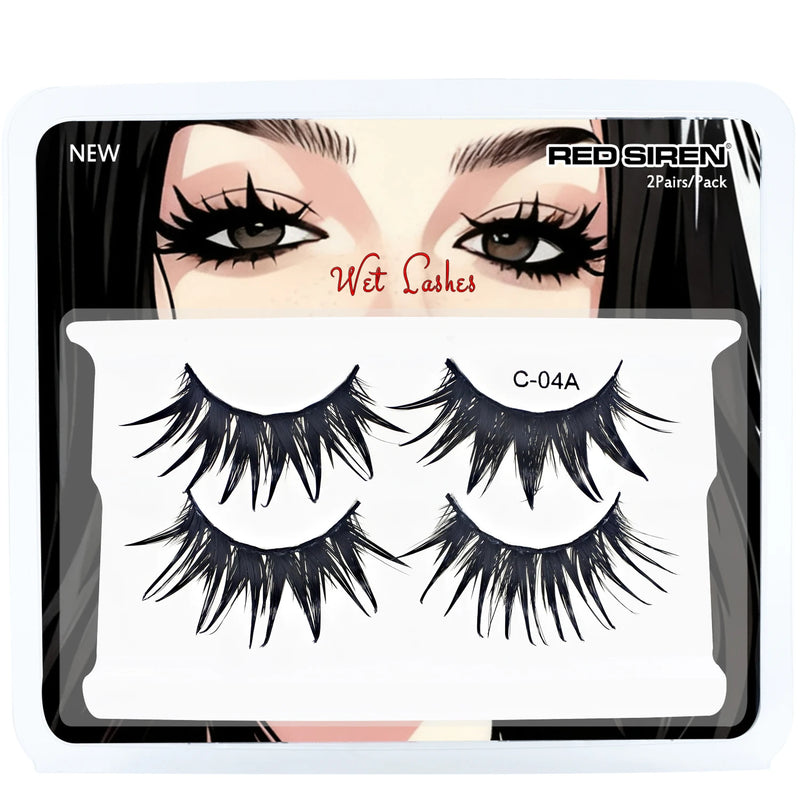 Ciglia finte cosplay 2 paia/pacco a strisce bagnate con punte Manga per trucco - immagine 7