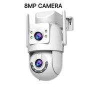 Jooan 4K 8MP HD Wifi PTZ Telecamera Esterna 5G Dual Lens Telecamere IP - 8MP bianco Spina americana