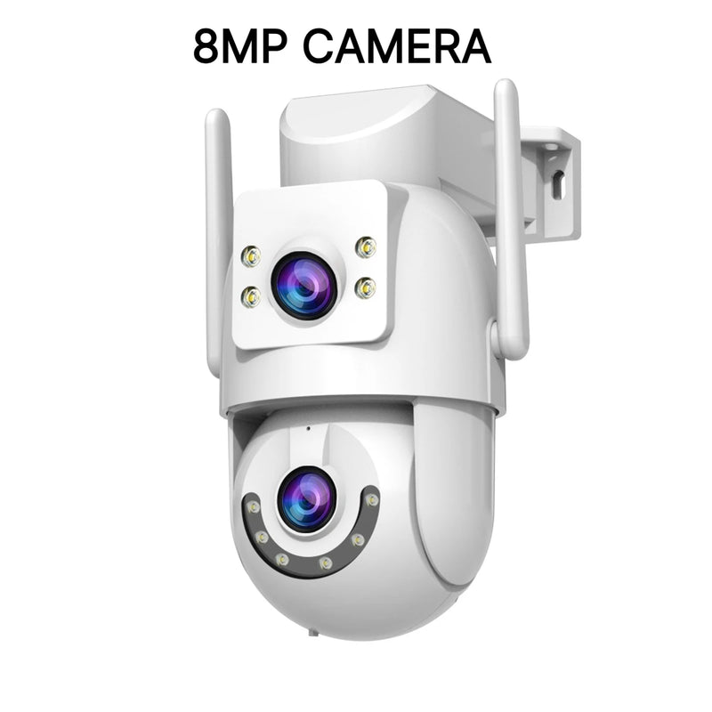 Jooan 4K 8MP HD Wifi PTZ Telecamera Esterna 5G Dual Lens Telecamere IP - 8MP bianco Spina americana