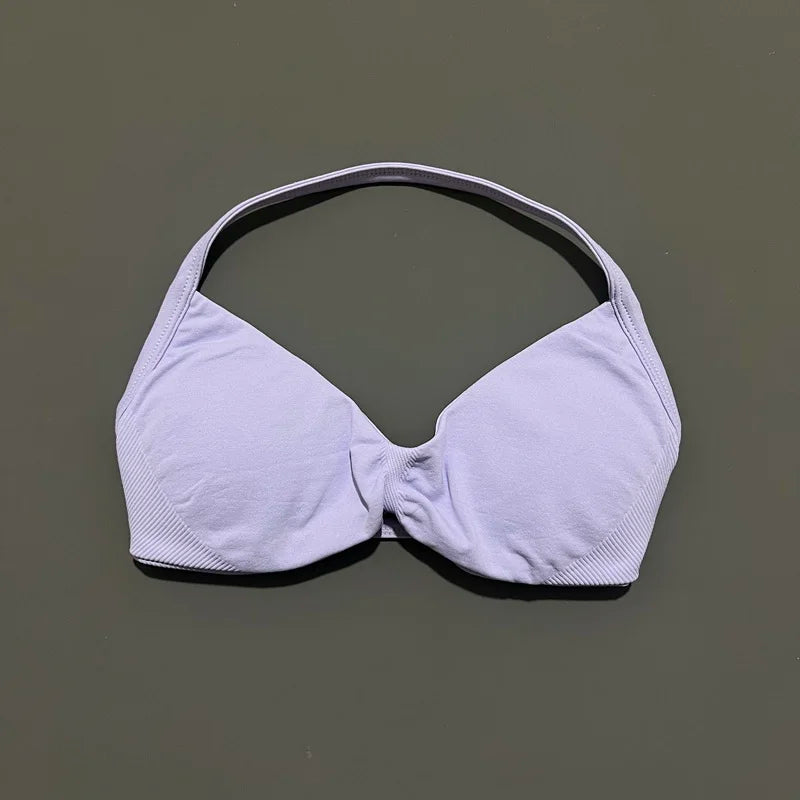 Reggiseno sportivo con spalline Intimo yoga Donna Palestra Top Corsa Esercizio senza - Lilac Purple - immagine 28