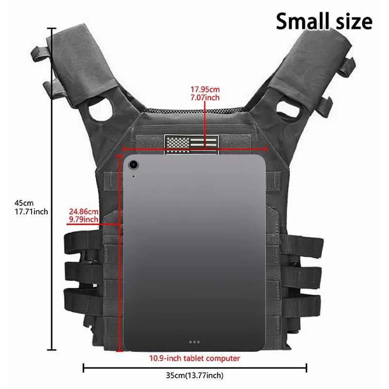Gilet da allenamento per esterni MOLLE (incluso emblema bandiera americana) con - immagine 3