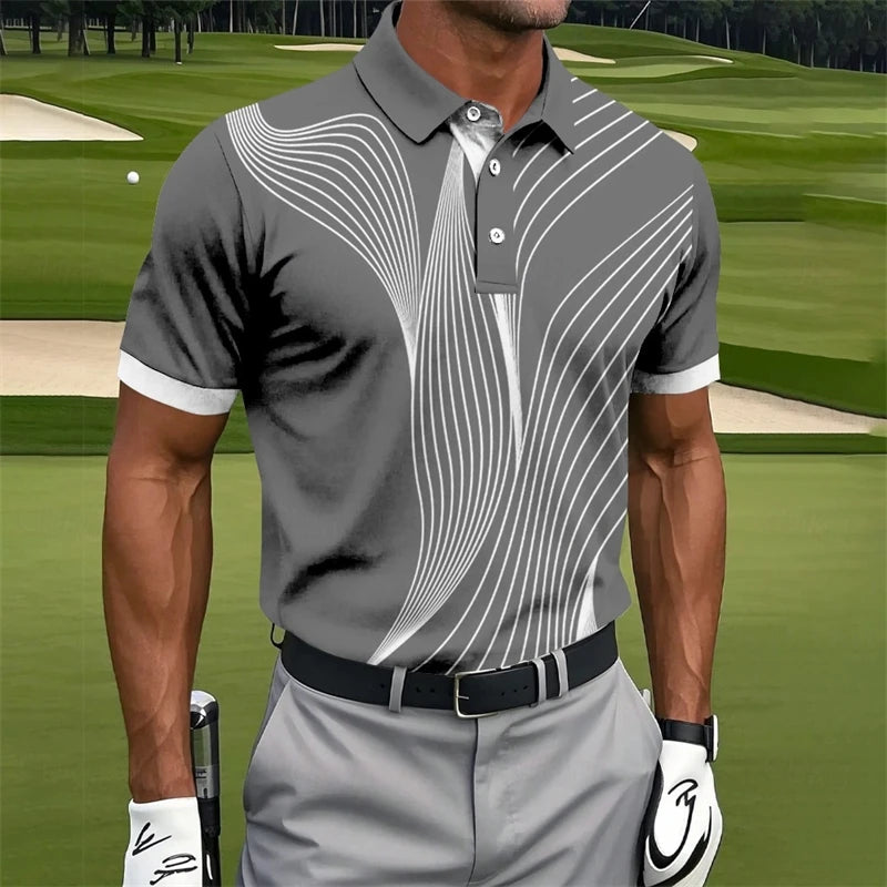 Polo grafiche con linee irregolari semplici per uomo Moda estiva Manica corta da - immagine 2