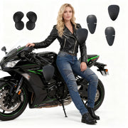 Jeans Moto Donna Protettivi – Pantaloni Motocross con Protezioni Ginocchia, Fianchi e Coccige, Stile Casual Sicurezza Riding - Campeda