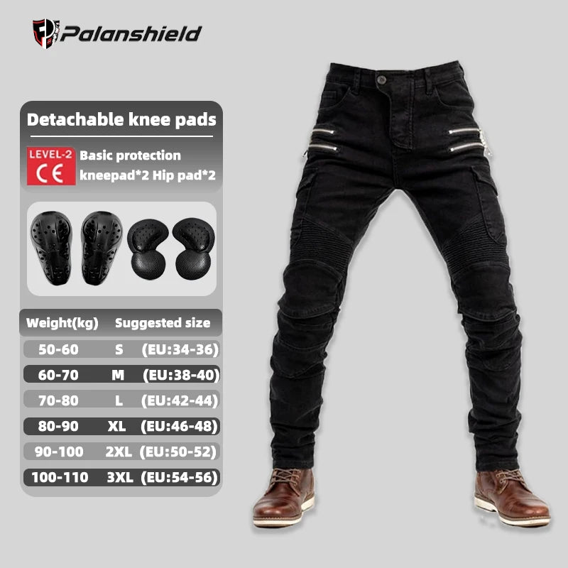 Pantaloni Moto Protettivi con Protezioni – Jeans Motocross Anticaduta con Doppia Cerniera, Pantaloni Riding Unisex 4 Stagioni