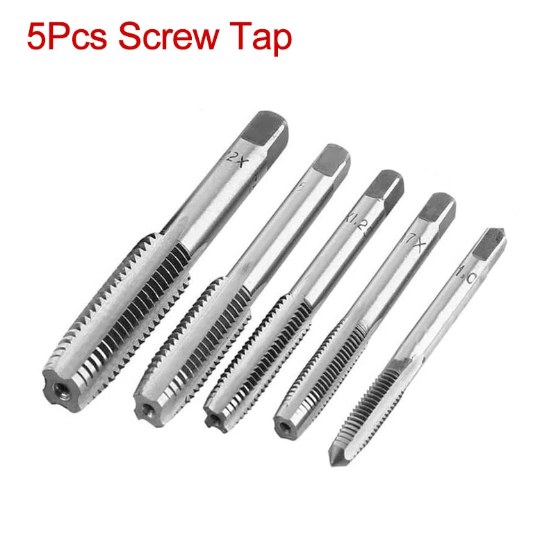 Set di trapani per chiavi di tipo T di alta qualità Strumenti per maschiatura a mano Macchina per filettatura per vite Punta elicoidale M3/M4/M5/M6/M8 Set di rubinetti Strumento fai da te