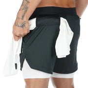 Pantaloncini da corsa mimetici sportivi palestra uomo 2 in 1 Allenamento ad - style1 Black M(170cm 60kg) - immagine 21