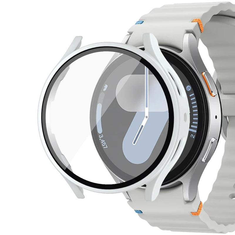 Custodia rigida opaca per PC con protezione per schermo in vetro temperato per Samsung Galaxy Watch 7 6 5 4 40mm 44mm Paraurti protettivo completo