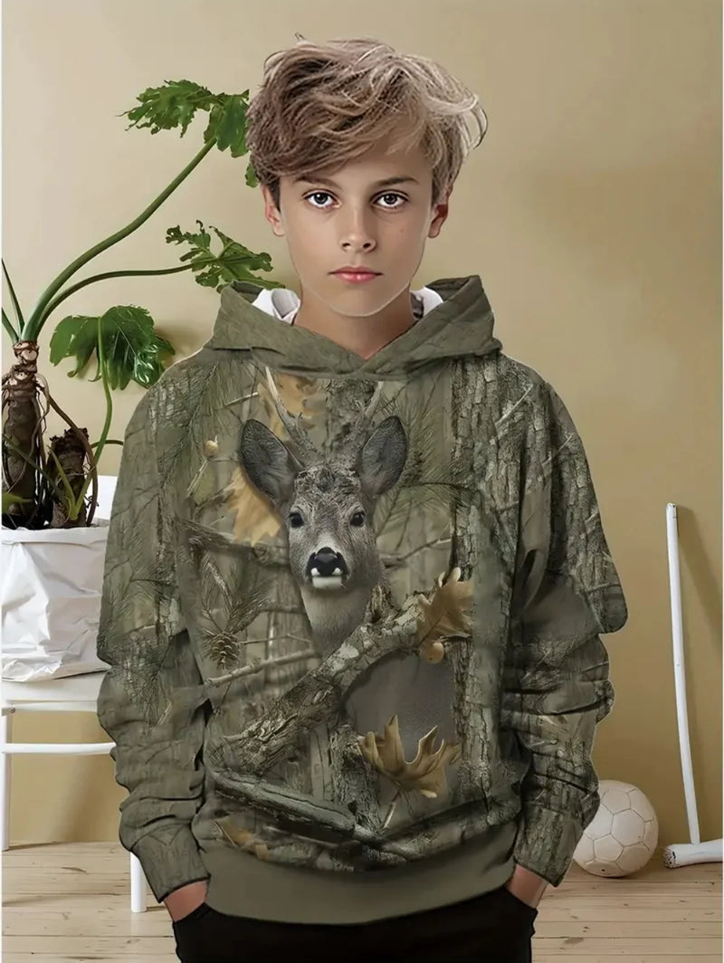 Felpe con cappuccio da caccia mimetiche Stampa foresta Abbigliamento ragazzo Sport - immagine 8