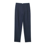 Pantaloni donna Willshela a vita alta con cerniera frontale, gamba dritta full length, stile vintage elegante e chic - Campeda