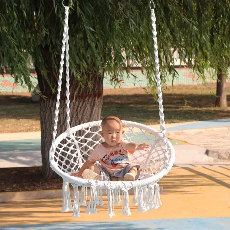 Sedia a dondolo per il tempo libero Corda di cotone intrecciata in stile nordico Camera da letto di casa Sedia pigra Sedia da giardino per esterni Sedia rilassante Sedie da spiaggia