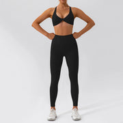 Completo fitness donna 2 pezzi hearuisavy – leggings push up vita alta e top maniche lunghe, traspirante quick dry - Campeda