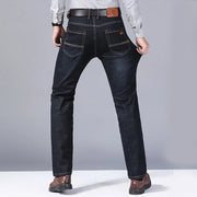 Jeans dritti da uomo Tsingyi – smart casual, elasticizzati, vita media, blu e nero - Campeda