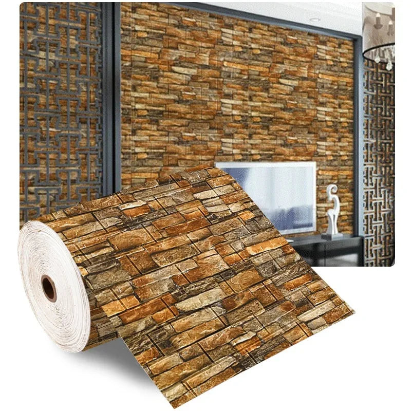 Carta da Parati 3D Effetto Mattone Autoadesiva in Schiuma Impermeabile per Decorazione Casa e Rivestimento Pareti