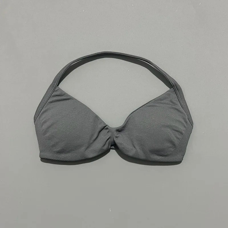 Reggiseno sportivo con spalline Intimo yoga Donna Palestra Top Corsa Esercizio senza - Shark Gray - immagine 26