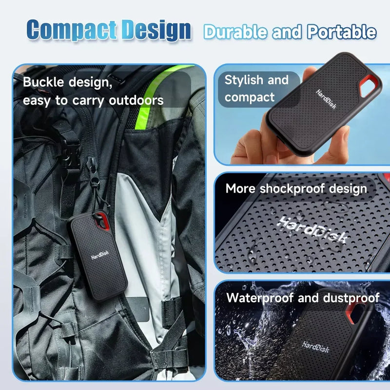 Unità SSD portatile Disco rigido ad alta velocità da 1 TB Disco rigido esterno da 2 TB/4 TB Tipo C/USB 3.1 Dispositivo di archiviazione originale per laptop/PC/Mac