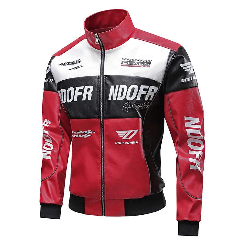 Giacca Moto Uomo in Pelle PU – Giubbotto Biker Multitasche con Colletto Alto, Giacca Primavera Autunno Casual - Campeda