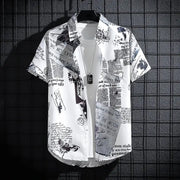 Camicia da uomo a maniche corte con stampa – top da spiaggia leggero e casual, abbigliamento estivo da tempo libero - Campeda