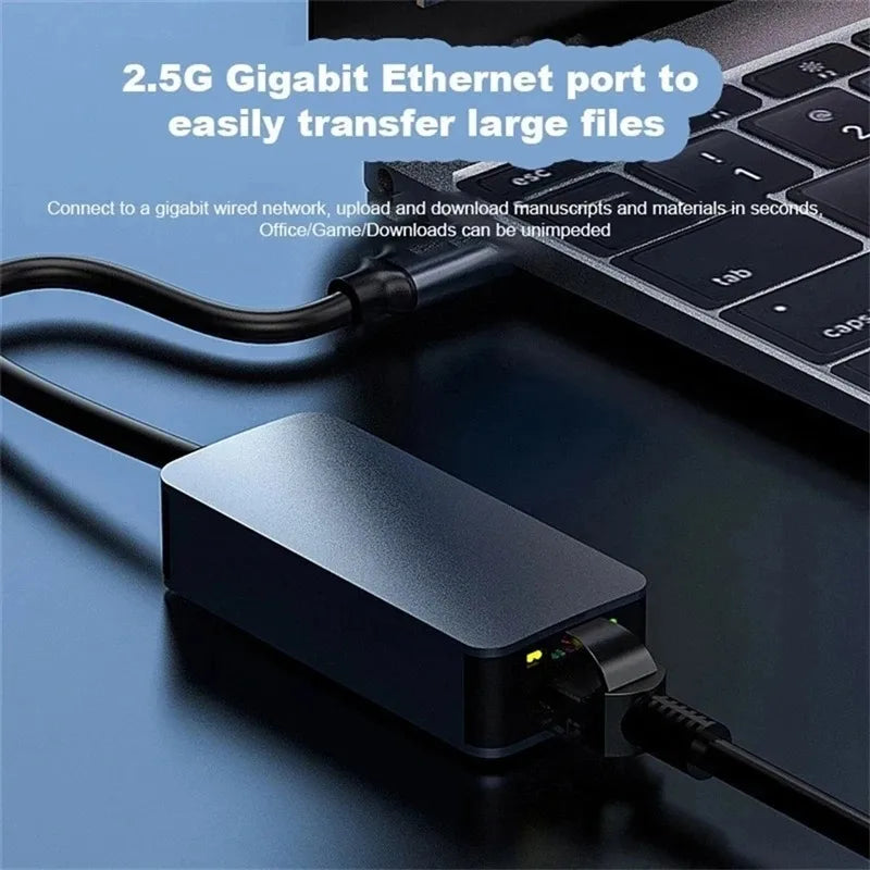 Adattatore Ethernet da tipo C a RJ45 2500Mbps USB 3.0 Scheda di rete RJ45 Cavo Internet Lan 100/1000/2500Mbps per PC portatile MacBook