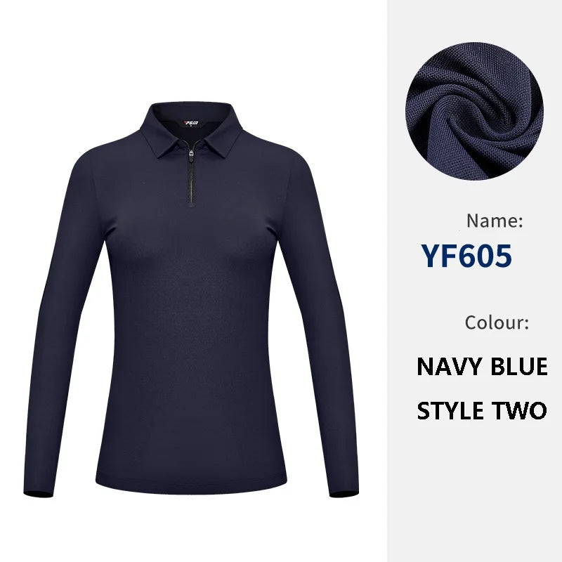 PGM Polo da golf donna ad alta elasticità T-shirt traspirante a maniche lunghe - immagine 15