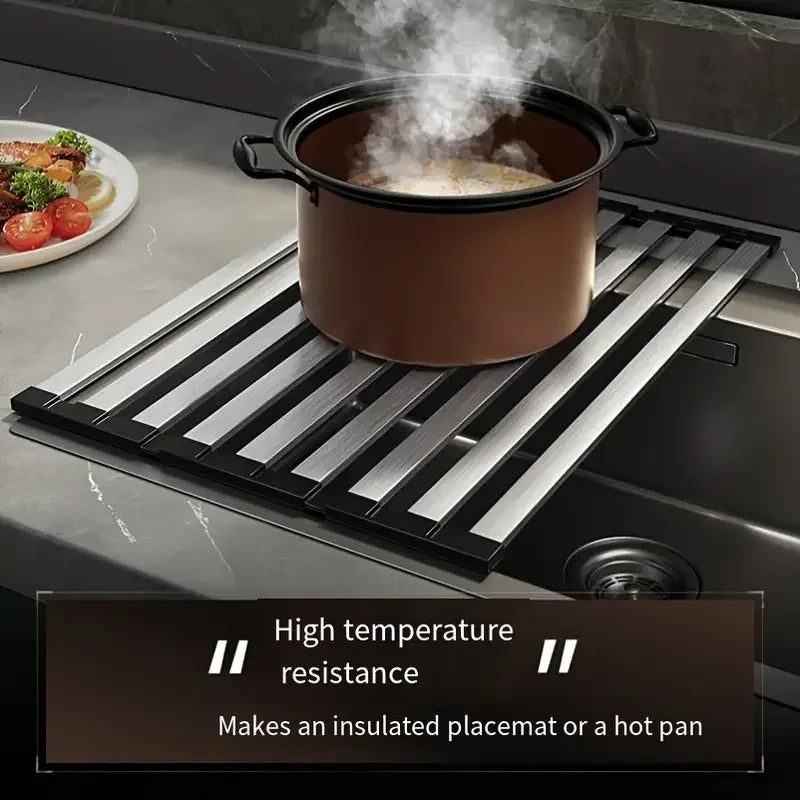 Scolapiatti per lavello da cucina in acciaio inossidabile Scolapiatti per lavello Scolapiatti pieghevole Scolapiatti telescopico Scolapiatti