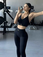 Completo sportivo da donna a vita alta Peach antiurto - immagine 2