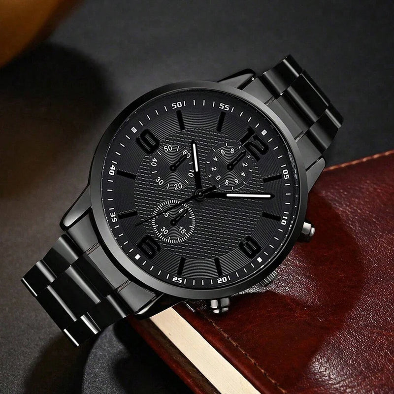Set Uomo 4 Pezzi con Orologio – Bracciale, Collana e Anello, Idea Regalo Perfetta - Campeda