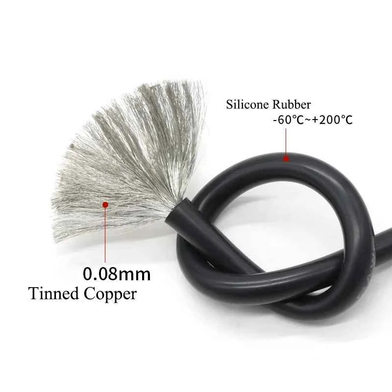 Cavo resistente al calore 1M/5M 30 28 26 24 22 20 18 16 15 14 13 12 10 AWG Filo di silicone ultra morbido Rame flessibile ad alta temperatura - AliExpress 13