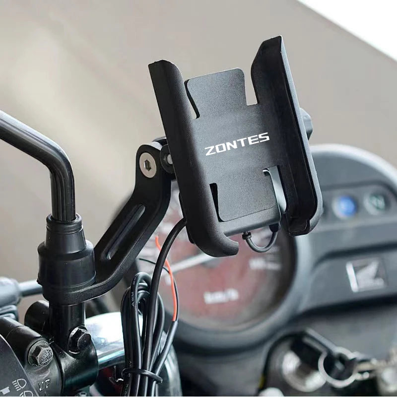 Supporto Telefono Moto CNC per ZONTES ZT125 ZT310 – Porta Smartphone GPS 360° Manubrio Universale in Alluminio