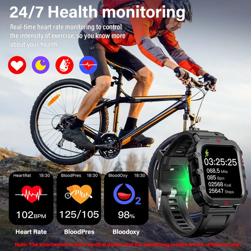 LAXASFIT Orologio intelligente da uomo nuovo Torcia a LED Sport all'aria aperta Smart Watch Orologio da polso Monitoraggio della salute Smart Watch