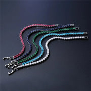 Braccialetti in cristallo di zirconi cubici di lusso Hiphop ghiacciati da 4 mm per donna uomo gioielli a catena con bracciale color argento color oro - Campeda