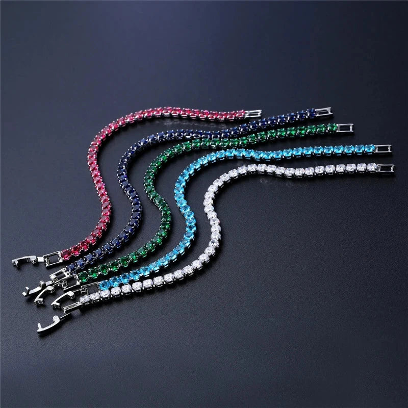 Braccialetti in cristallo di zirconi cubici di lusso Hiphop ghiacciati da 4 mm per donna uomo gioielli a catena con bracciale color argento color oro - Campeda
