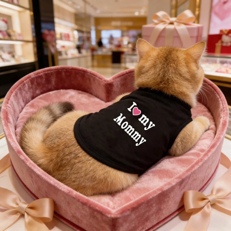 1 maglietta a gilet per cani con scritta I love dad/mom - immagine 5