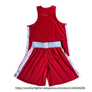 Gilet e pantaloncini da boxe Muay Thai Uomo Donna Bambino Sanda Wushu Arti - Red Set 1 100 - immagine 21