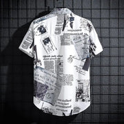 Camicia da uomo a maniche corte con stampa – top da spiaggia leggero e casual, abbigliamento estivo da tempo libero - Campeda