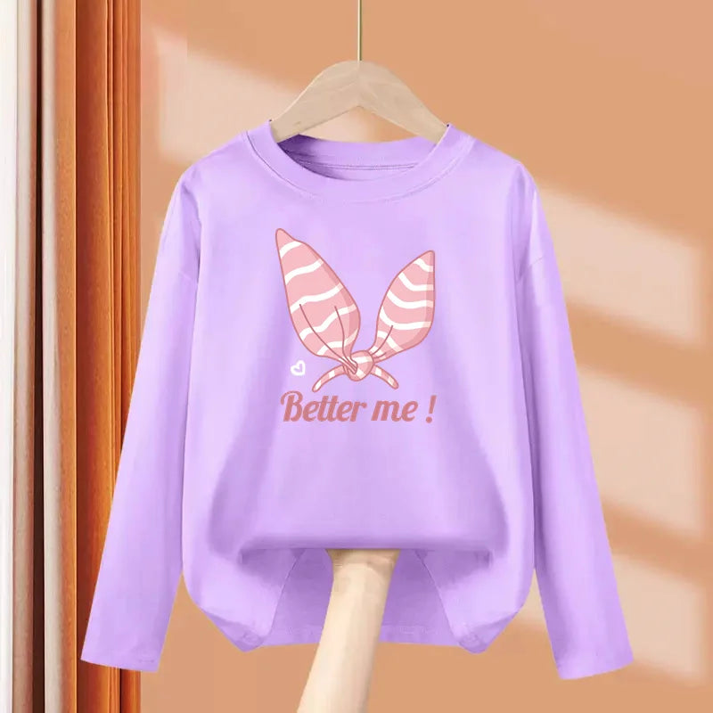 T-shirt con fiocco primaverile e autunnale per neonate Top in cotone a maniche - immagine 13