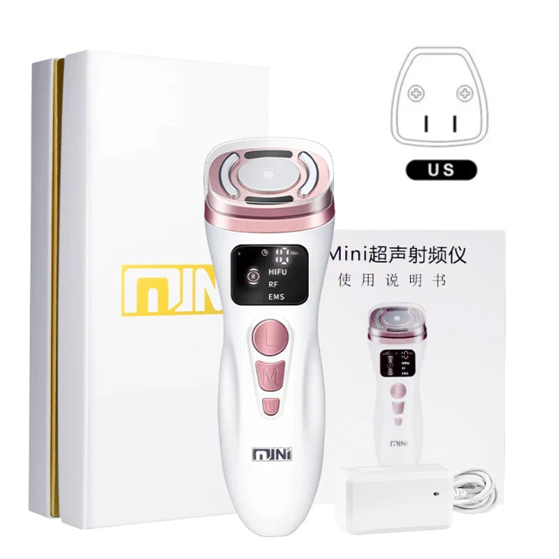 New Mini HIFU Radio Frequency Ultrasound Machine EMS Micro Current Facial Beauty Instrument Firming Skin Care Anti-Wrinkle Tool