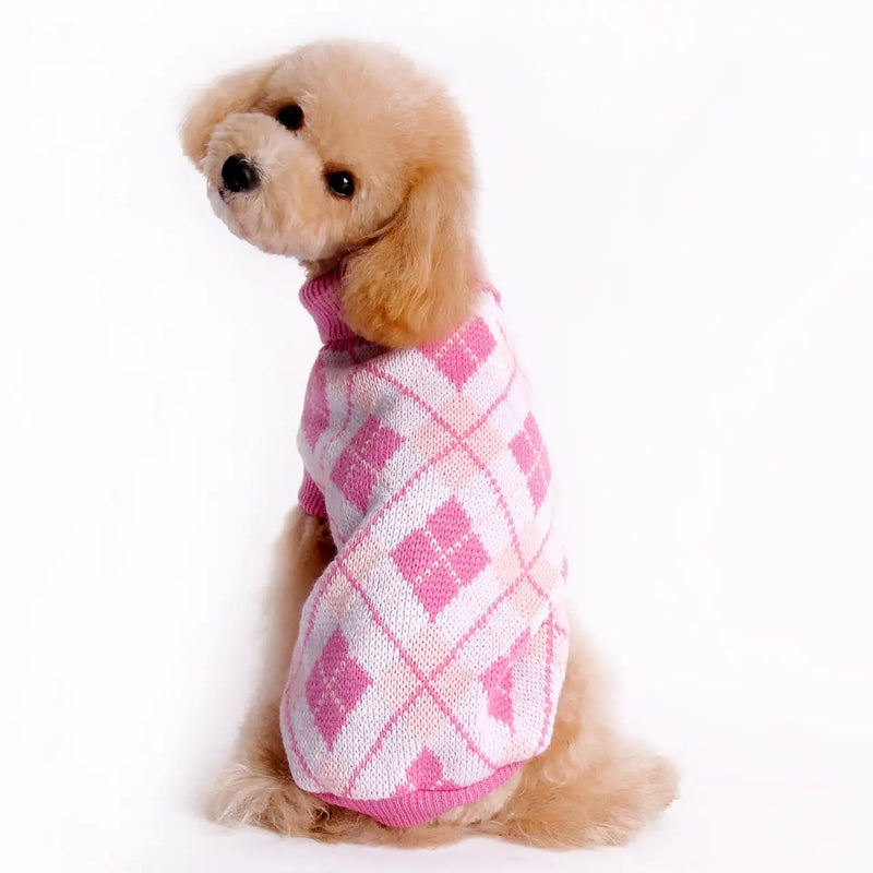 Maglione a rombi per cani lavorato maglia all'uncinetto cagnolino - immagine 4